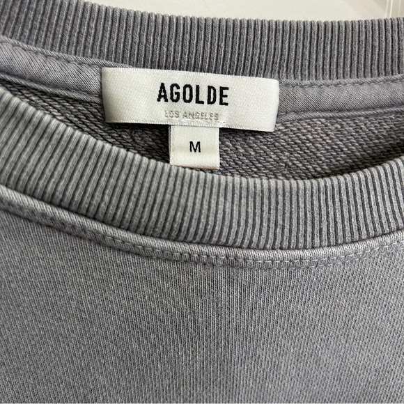 Agolde 3/4 length sleeve sweatshirt in a beautiful smokey green grey color. - Picture 7 of 10